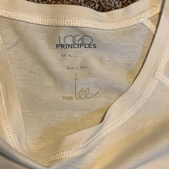 Logo Principles "The Tee".  Off White, Long Sleeve, Crew Neck. Cotton/Modal XL - Picture 3 of 6